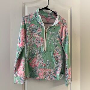 Lilly Pulitzer Half Zip Pullover S Women Vibrant Pattern Cotton Blend